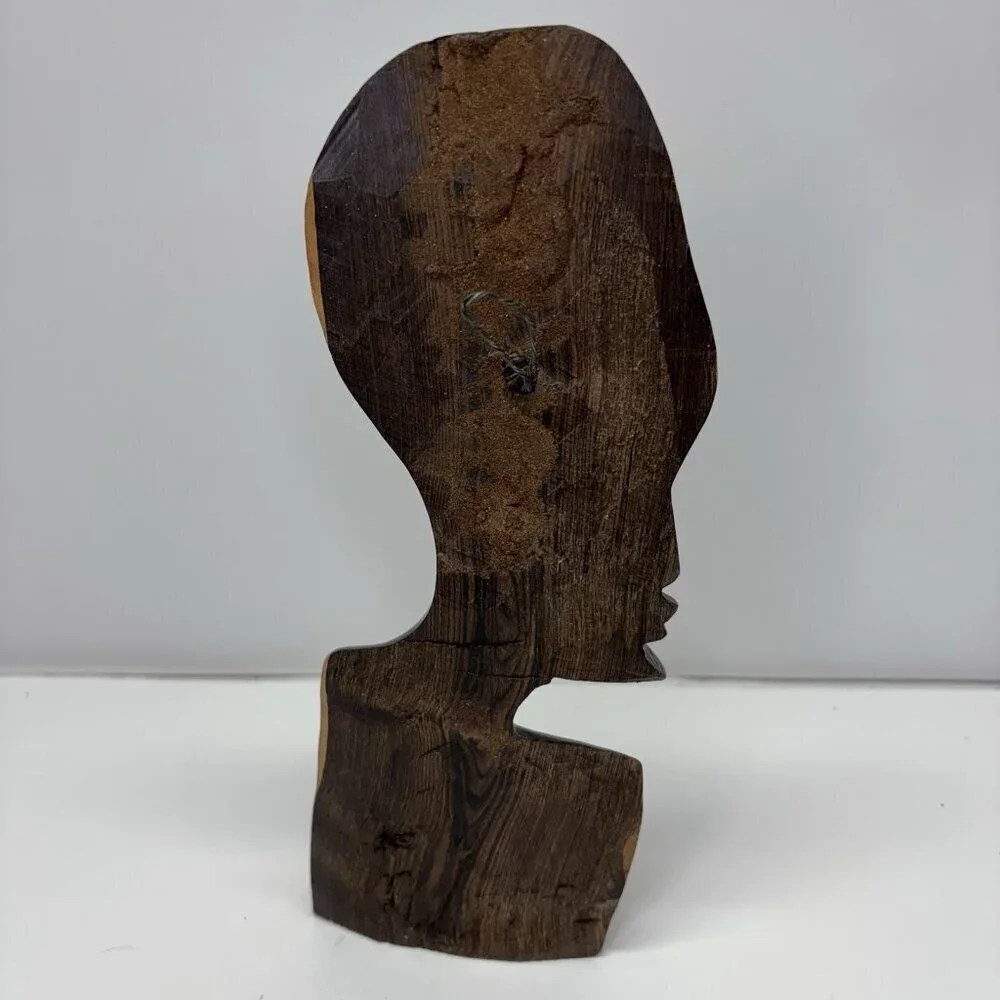 VTG. Original Kenyan Hand Carved African Male Bust Head‎ Wood - Picture 3 of 13